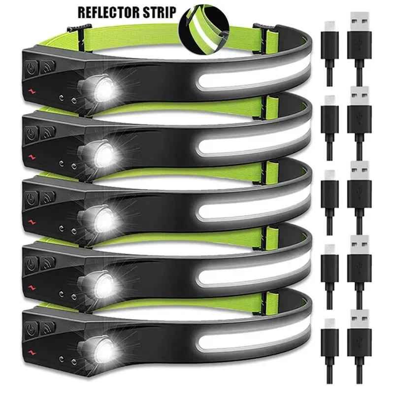 Sensor LED Headlamp Rechargeable – 6 Modes, 230° Wide Beam