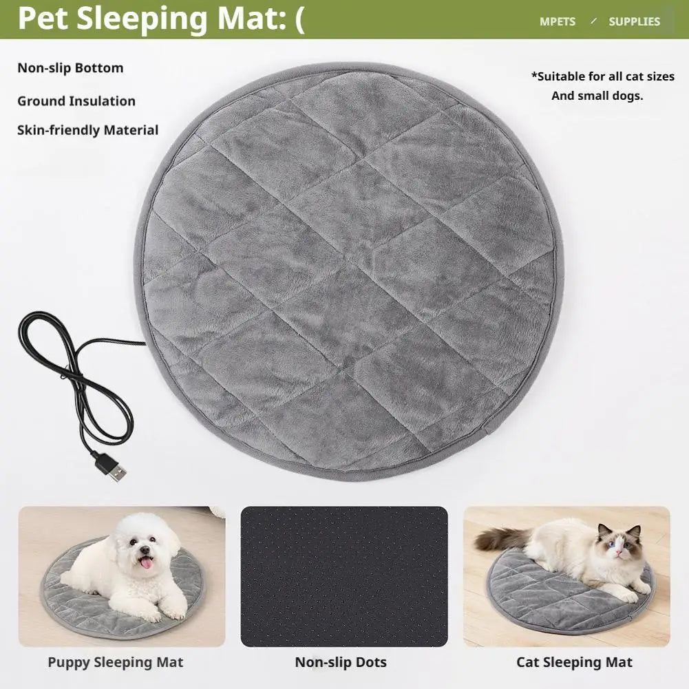 USB Electric Pet Heating Pad – Plush Warming Mat for Dogs & Cats