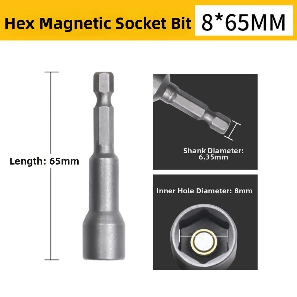 Magnetic Impact Nut Driver Set – 1/4" Hex Shank, 6–19mm