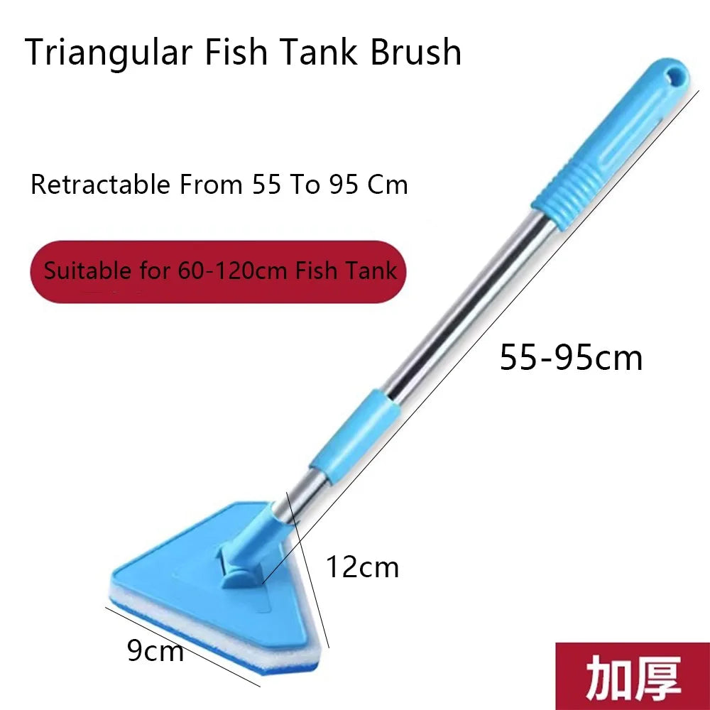Double-Sided Aquarium Cleaning Brush – Long Handle Tank Scrubber