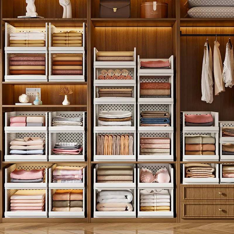 Stackable Pull-Out Drawer Storage Bins Organizer | 1-2 Layer
