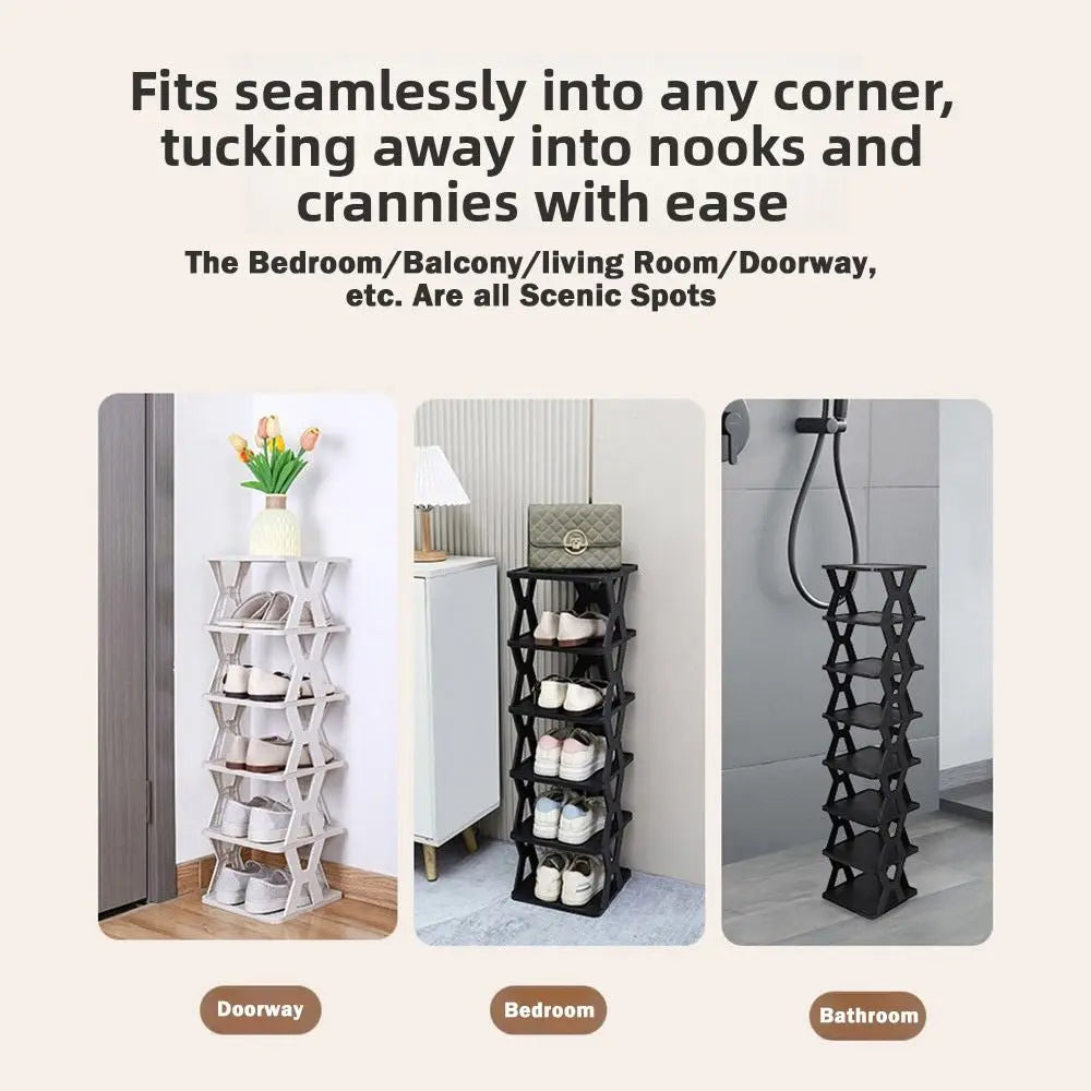 Dustproof Plastic Shoe Rack – Entryway Space-Saving Organizer