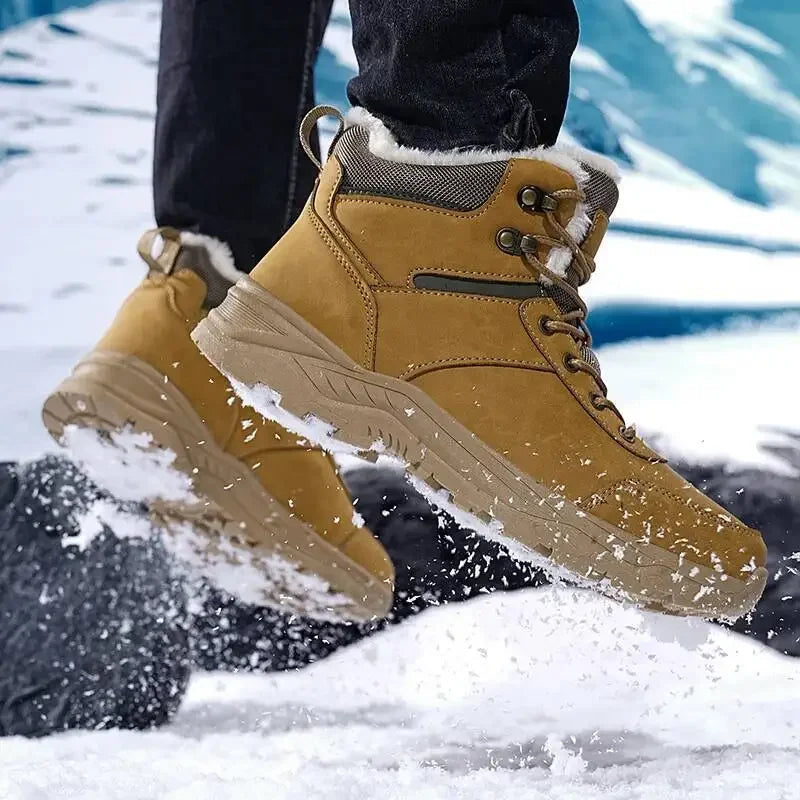 Men's Fleece-Lined High-Top Snow Boots | Thick Sole, Plus Size