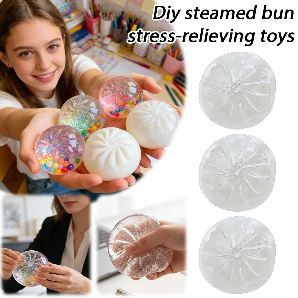 5-Pack DIY Steamed Bun Sensory Fidget Balls – Slow Rebound Resin