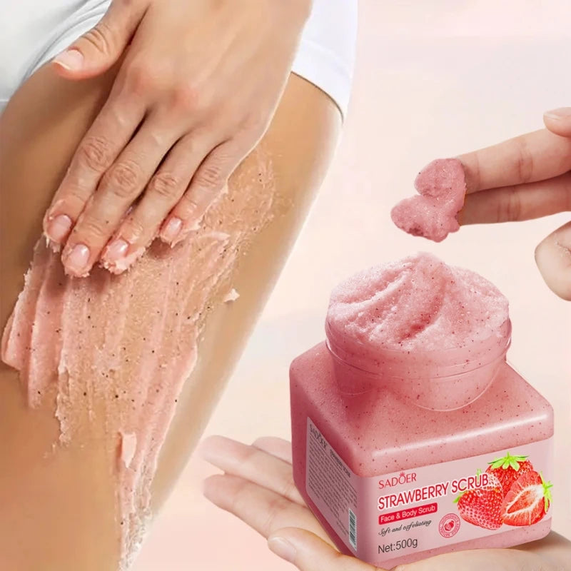 SADOER Strawberry Exfoliating Face Scrub 500g – Hypoallergenic