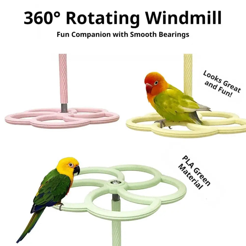 Rotating Windmill Parrot Toy – Interactive Bird Cage Enrichment