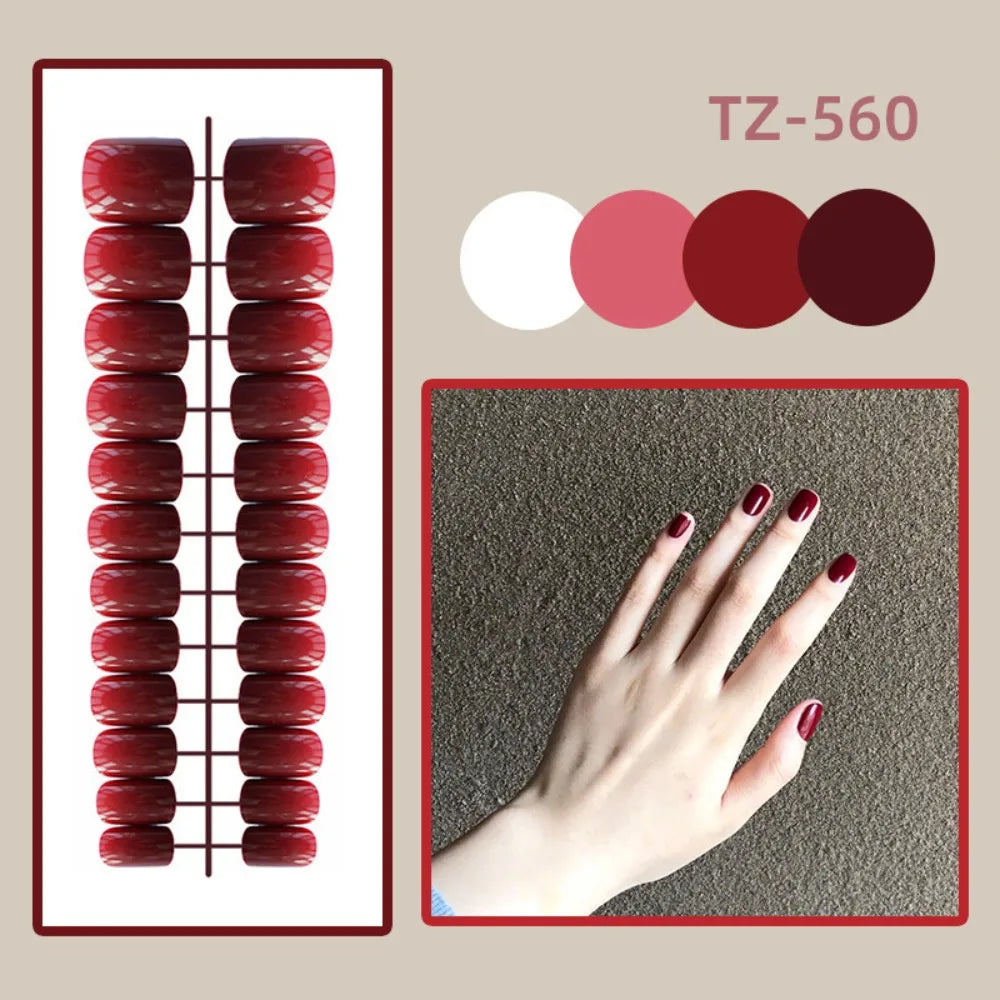 24-Pack Short Square Press-On Nails – Full Cover Solid Color