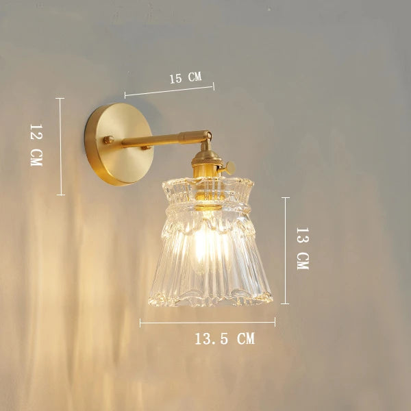 Vintage Glass Wall Lamp E27 LED Sconce – Bedroom & Bathroom