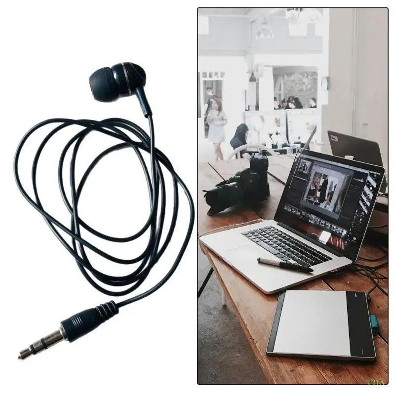 T21A 3.5mm Mono Earphone – Single Ear Corded In-Ear Headset