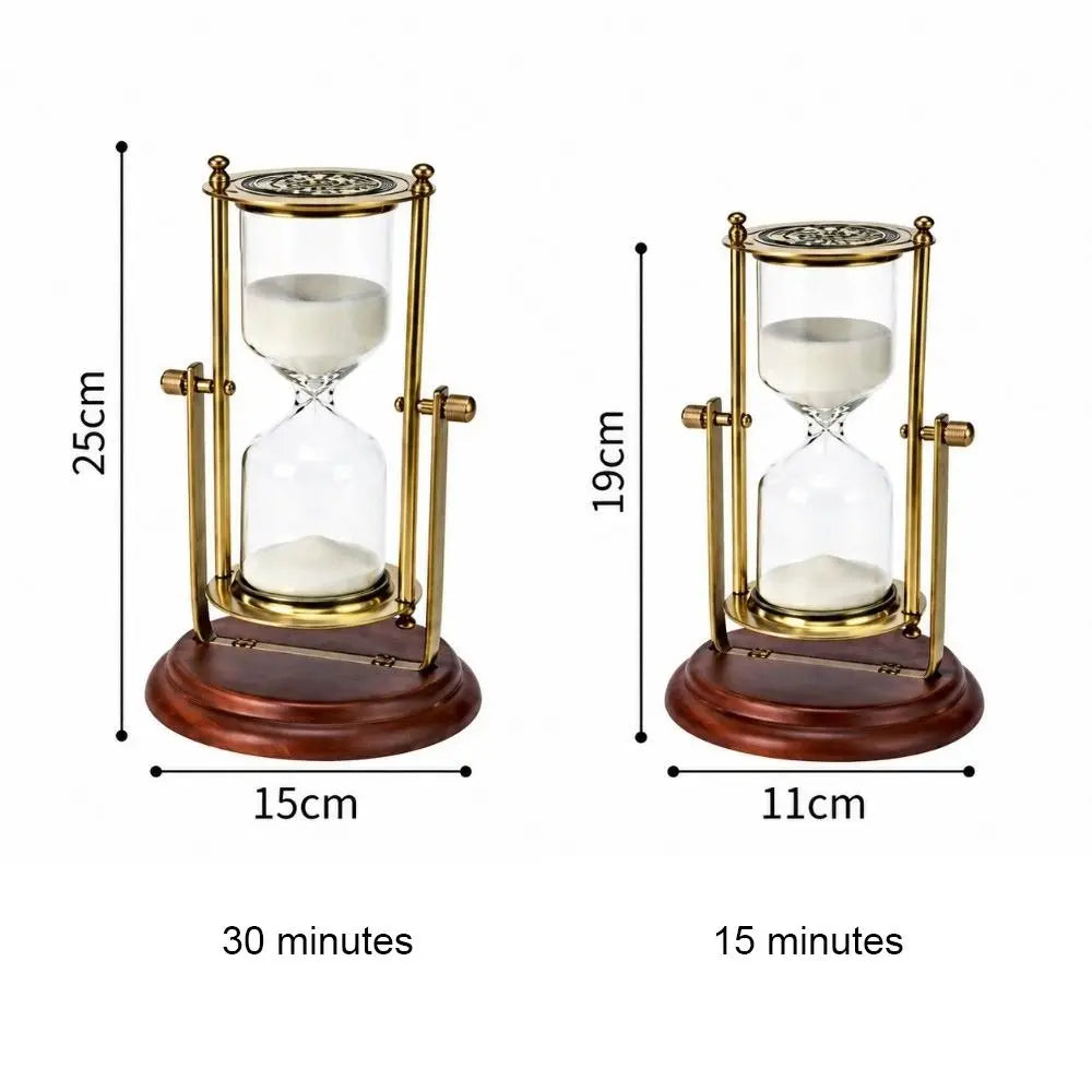 Wood Base Hourglass Sand Timer – 15 & 30 Min Desktop Décor