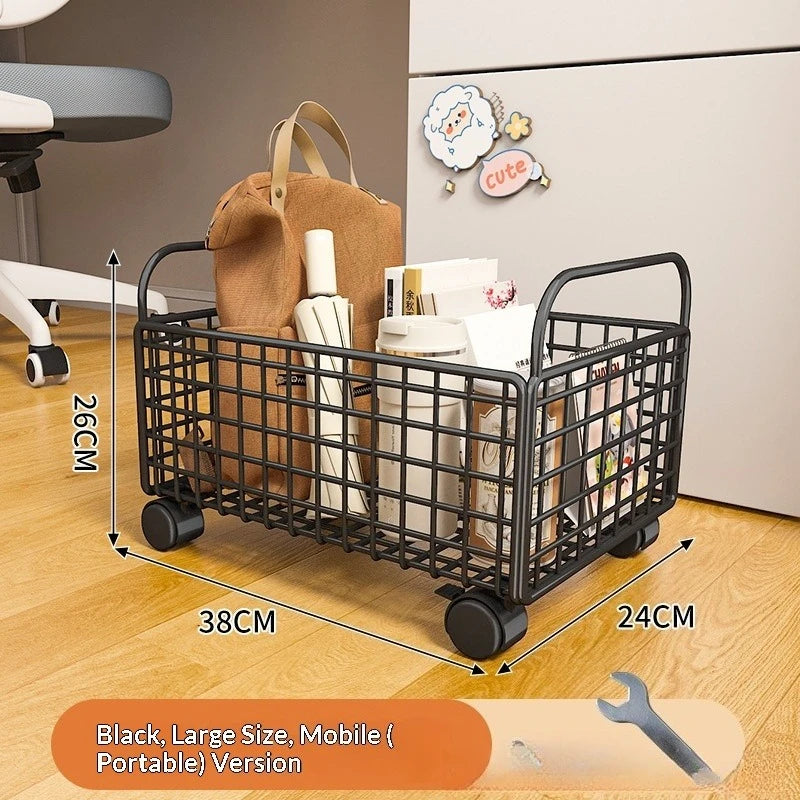 Under Desk Book Organizer – 360° Rotatable Metal Storage Box