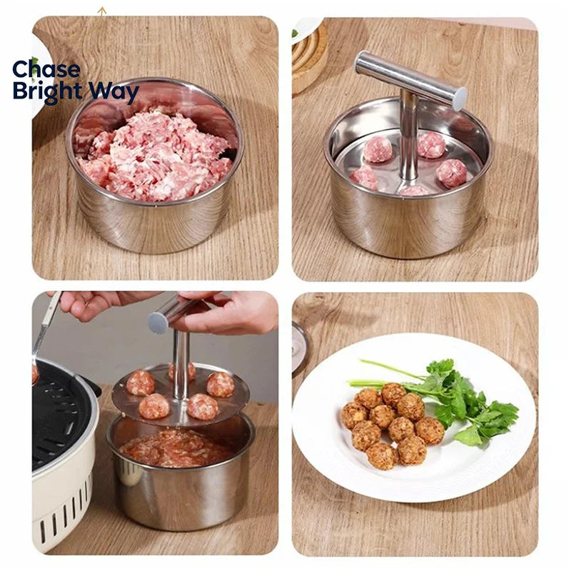 Stainless Steel Meatball Maker Mold – 6 or 12 Hole Manual Press