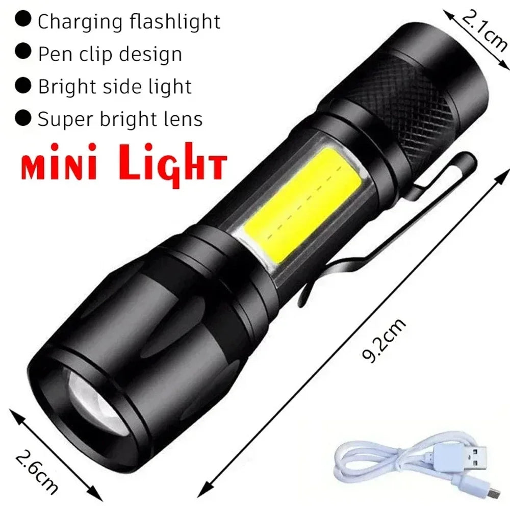USB Rechargeable LED Flashlight – Tactical Zoom, 350+ Lumens