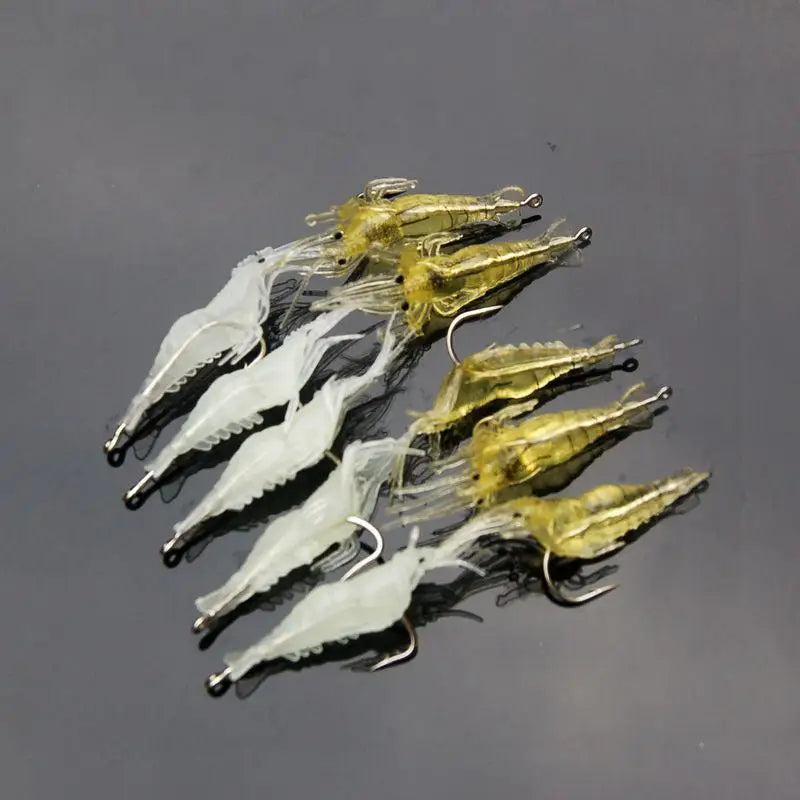 20-Pack Soft Silicone Shrimp Fishing Lures with Jig Hooks