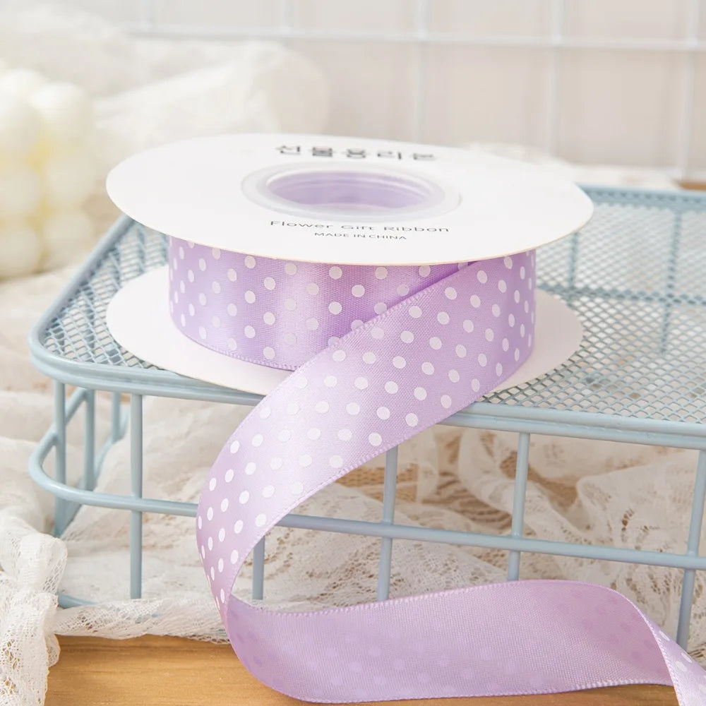 Polka Dot Ribbon 1" Wide – Shiny Multicolor DIY Craft & Gift Wrap
