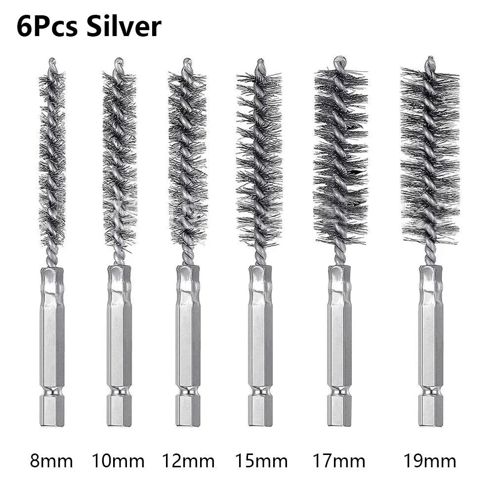 Stainless Steel Bore Brush Set 8–25mm | 6–14Pcs with 1/4" Hex