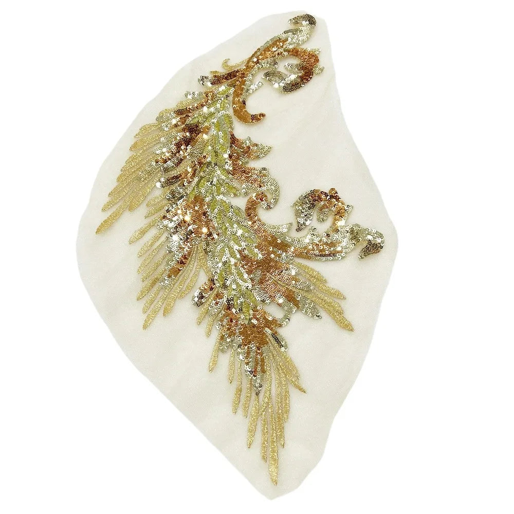 Sequin Phoenix Feather Embroidery Patch – DIY Sew-On Appliqué