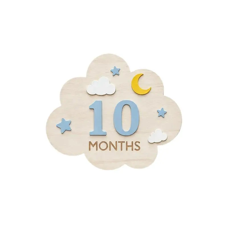 Wooden Baby Monthly Milestone Marker Set | Cloud Photo Prop