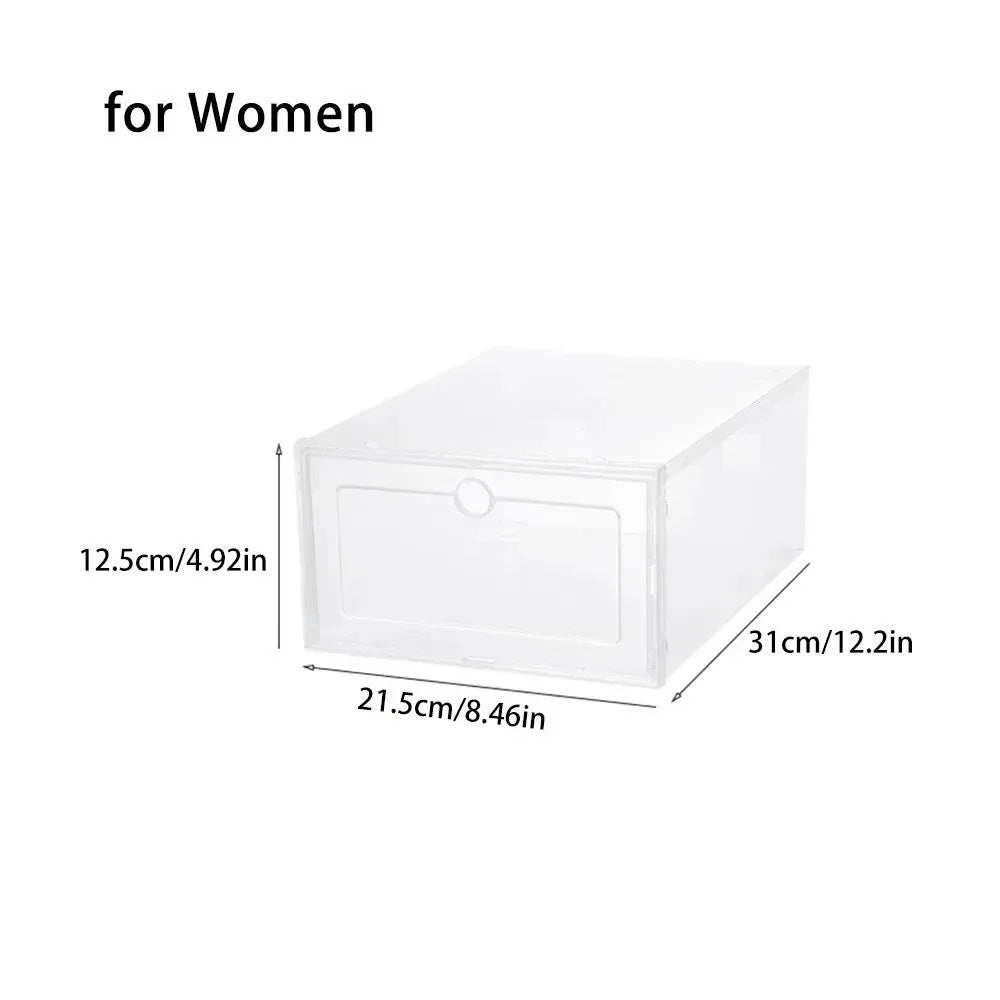 Stackable Transparent Shoe Boxes – Dustproof Plastic Organizer