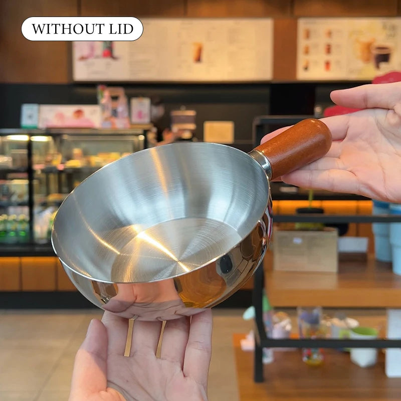 Stainless Steel Bowl Walnut Handle & Lid – Single Serve 17-20cm
