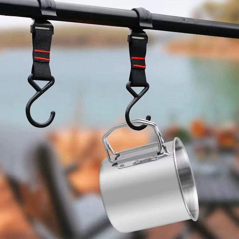Stainless Steel Folding Handle Camping Cup – Portable Carabiner