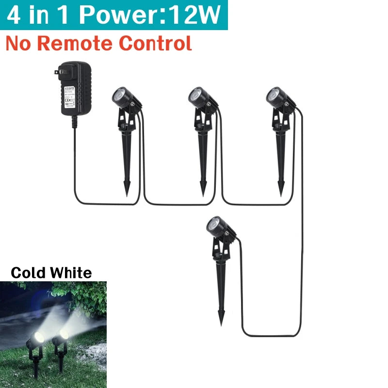 Outdoor RGB LED Lawn Spike Lamp IP65 Remote Control Garden Light