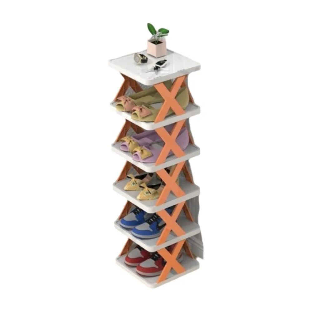 Folding X-Shape Shoe Rack – Detachable Plastic Shoe Organizer