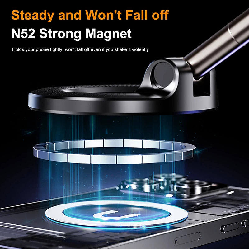 Magnetic Car Phone Holder – 360° Foldable Vacuum Suction Mount