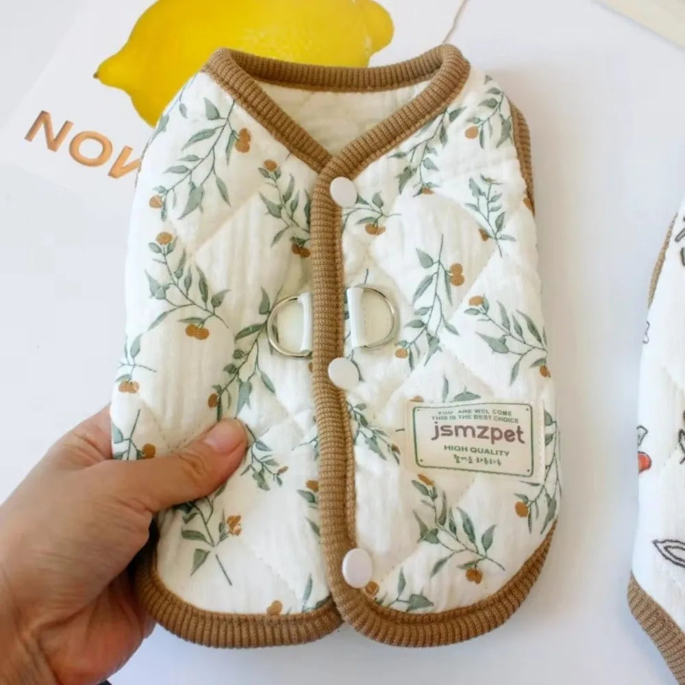 Cute Rabbit Print Dog Jacket – Winter Velvet Puppy Coat