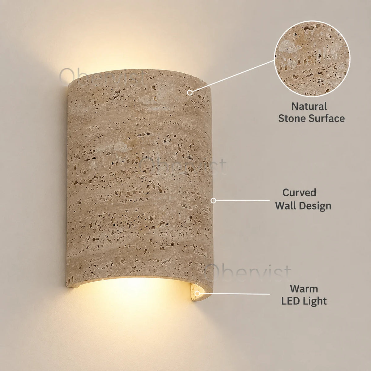 Wabi Sabi Yellow Travertine LED Wall Sconce – Natural Stone Lamp
