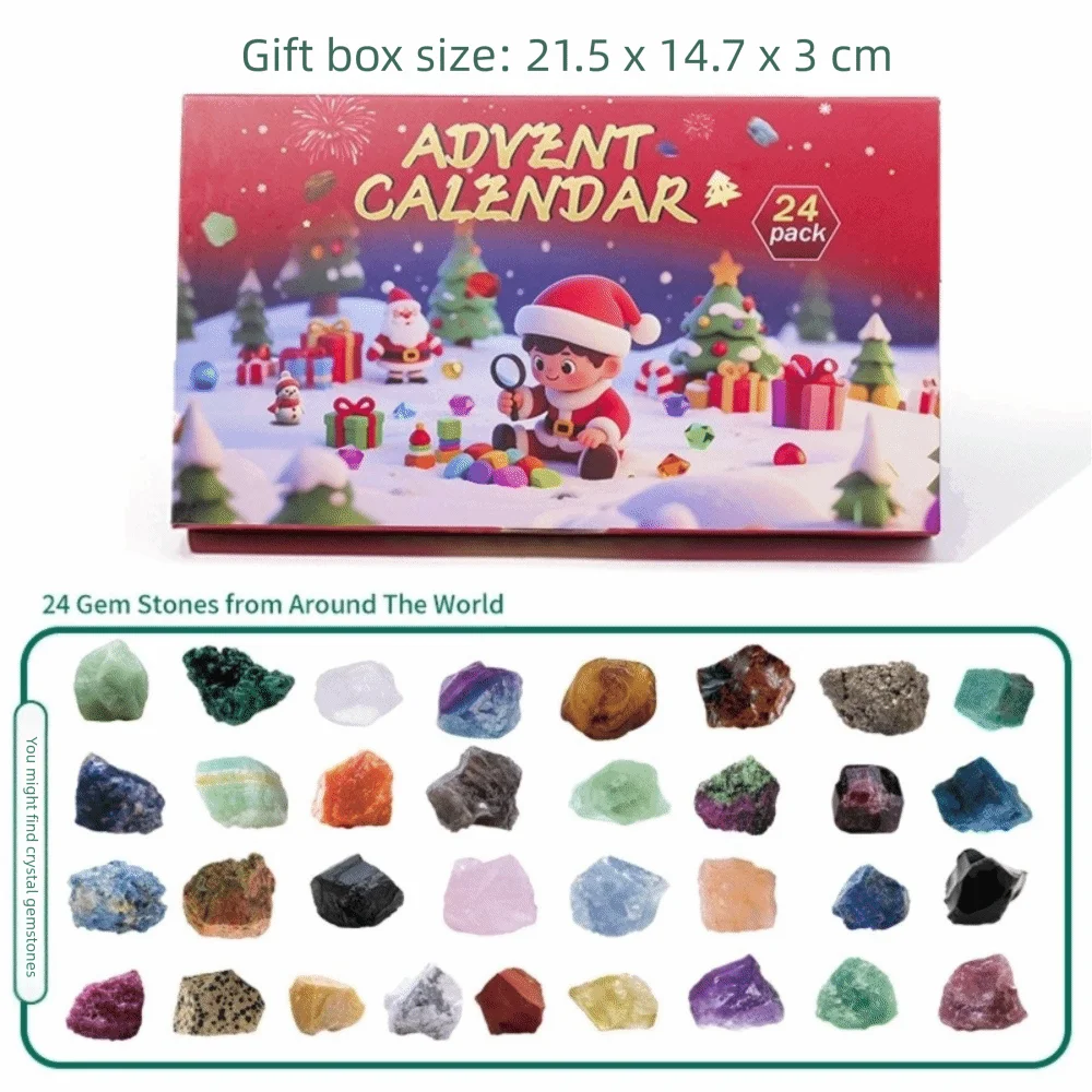 Christmas Crystal Gemstone Advent Calendar – 24-Grid Blind Box