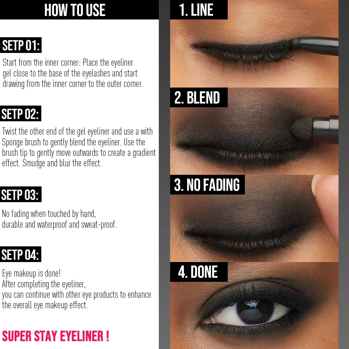 Waterproof Gel Eyeliner Stick – Smudge-Proof Black & Brown