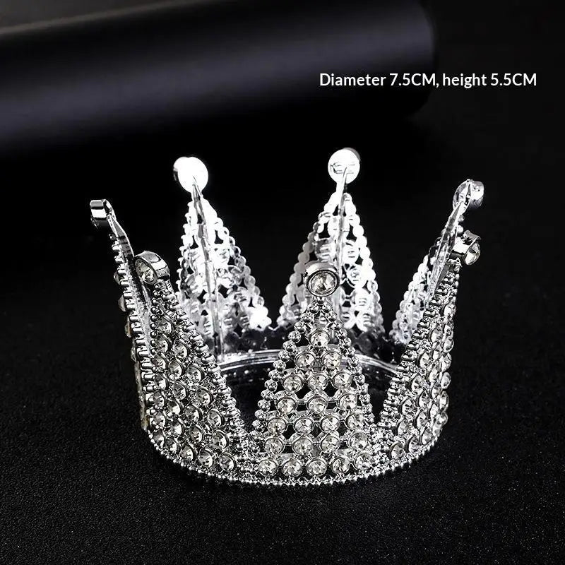 Pearl Crown Cake Topper – Gold Princess Tiara Party Decor