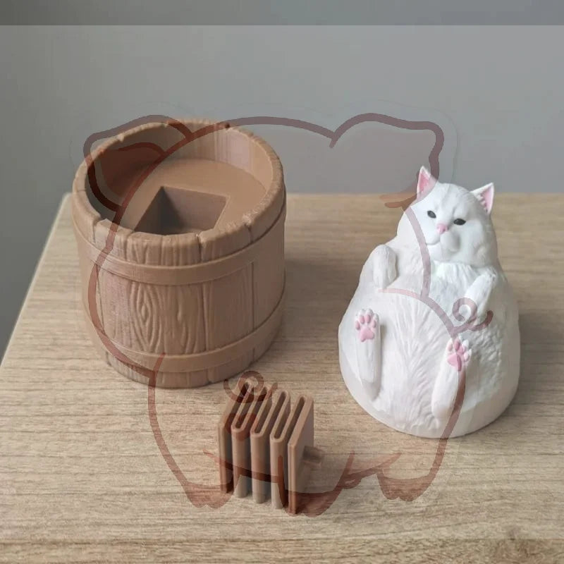 Kawaii Fat Cat Bathtub 3D Printed Fidget Toy | Desktop Decor