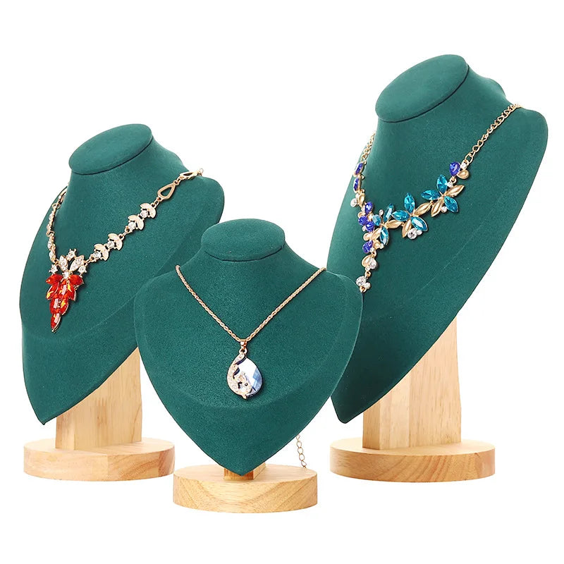 Velvet Bust Necklace Display Stand – Heart-Shaped Jewelry Organizer