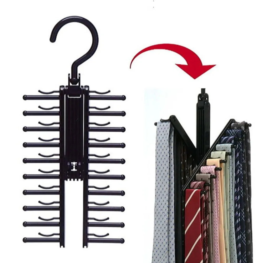 20-Row Tie Rack & Scarf Organizer | Space-Saving Closet Hanger