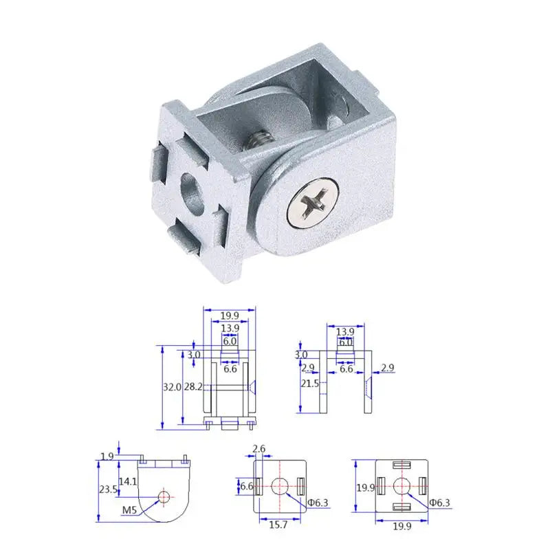 Zinc Alloy Hinge Angle Connector for 2020 3030 4040 Profiles