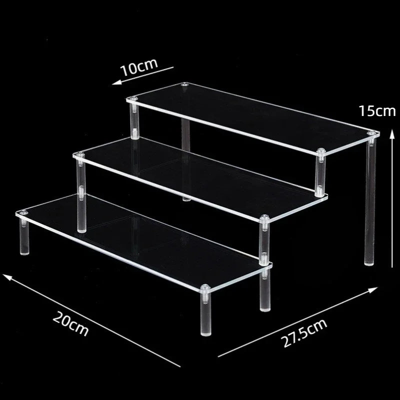 Black Acrylic Display Stand Riser 1–5 Tier Organizer Rack