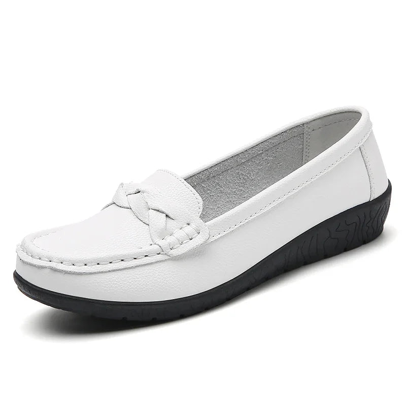 LEDP Women's Slip-On Loafer Flats | Woven PU, Sizes EU 35–44