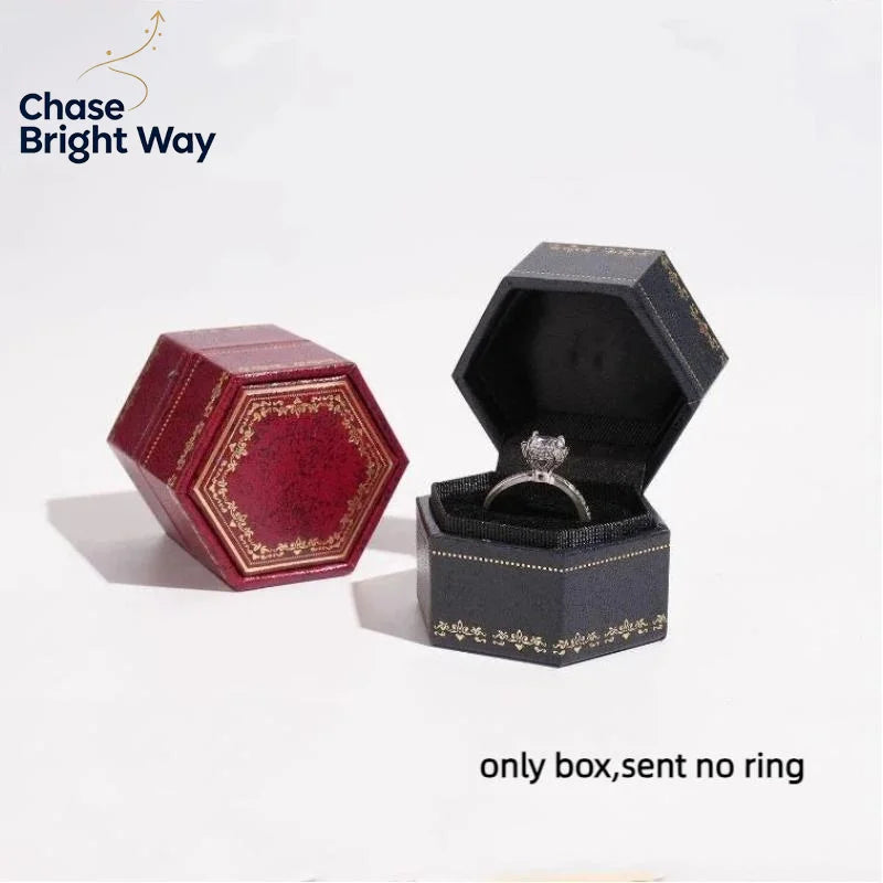 Vintage Hexagonal Mini Ring Box – Printed Jewelry Gift Box