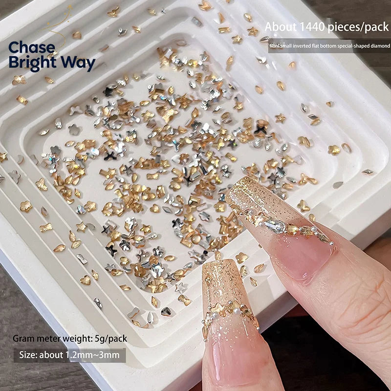 1440Pcs Resin Rhinestone Nail Charms – Flat Back Gem Set