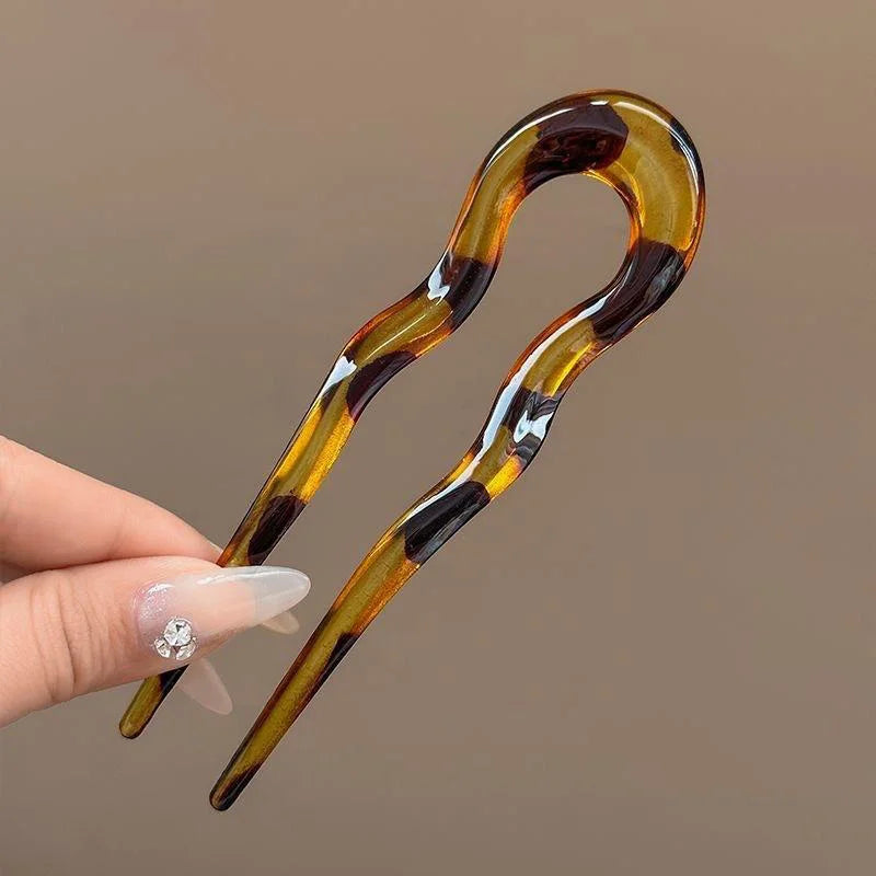 U-Shaped Geometric Hair Fork – Tortoiseshell Acrylic Hairpin