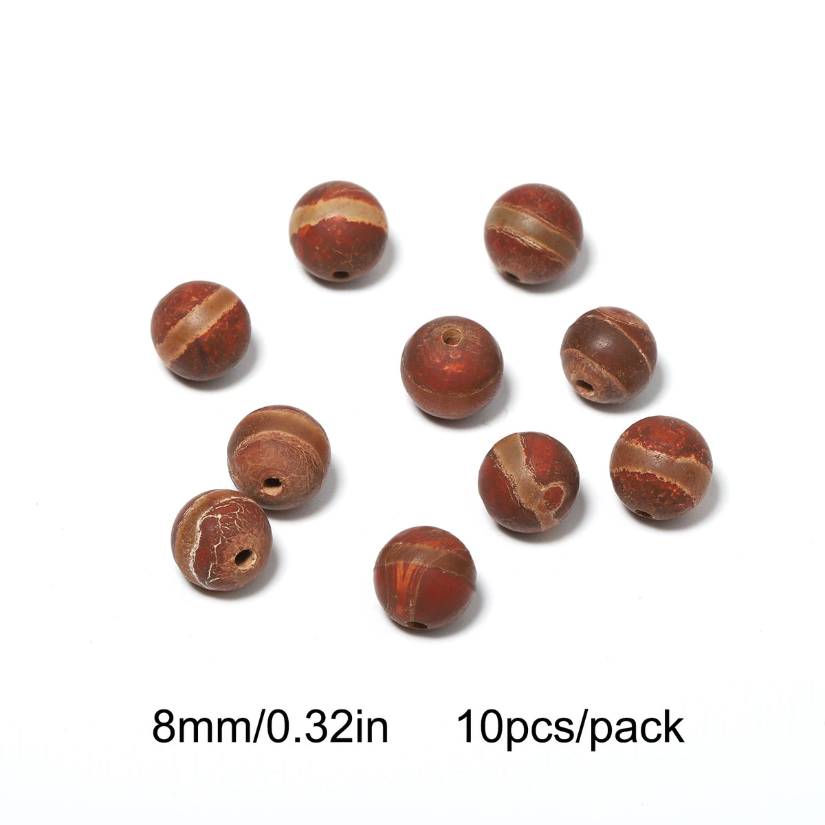 Tibetan Dzi Agate Natural Stone Round Beads – DIY Jewelry