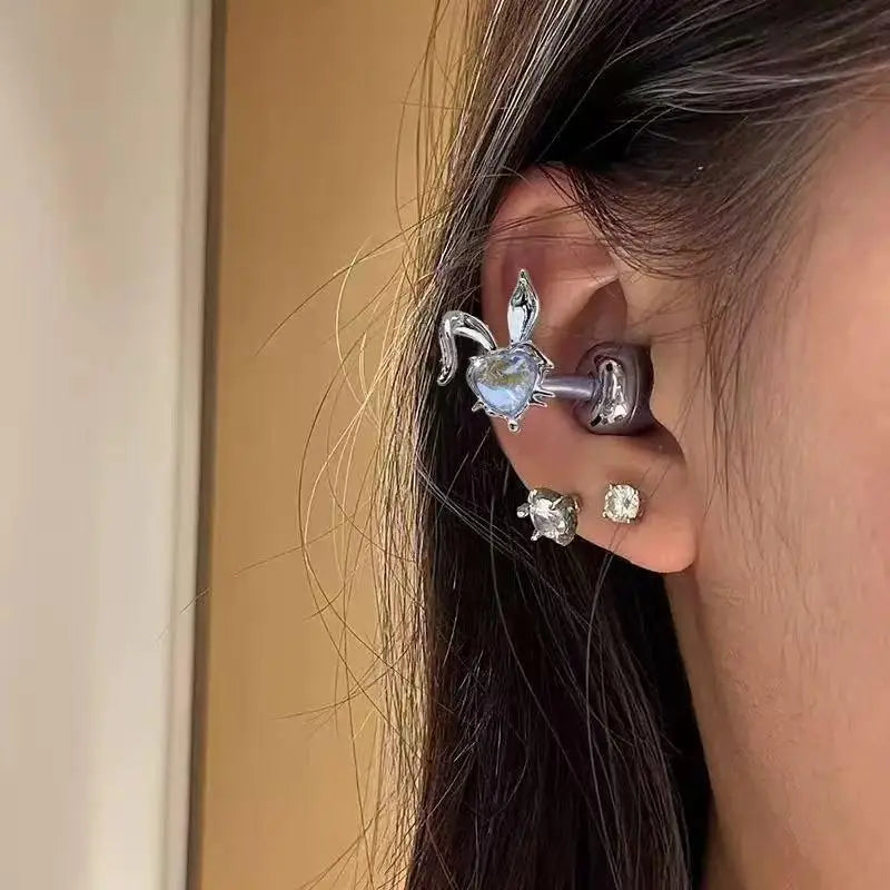 Rabbit Rhinestone Earbud Clip – Bluetooth Earphone Charm