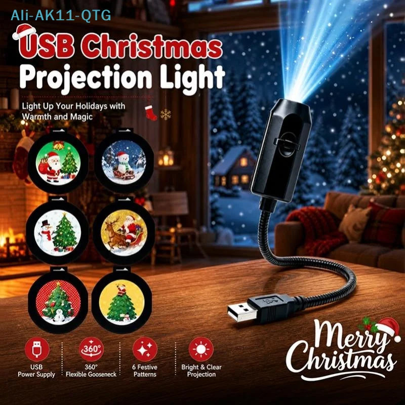 USB Holiday Projector Light – Swappable Christmas Scene Slides