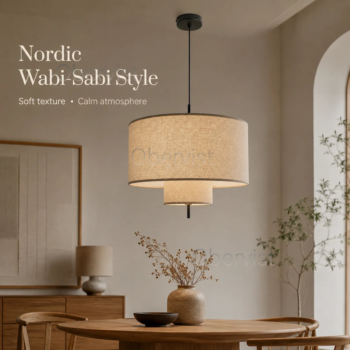 Wabi Sabi Fabric Pendant Light | Nordic Chandelier E27 LED