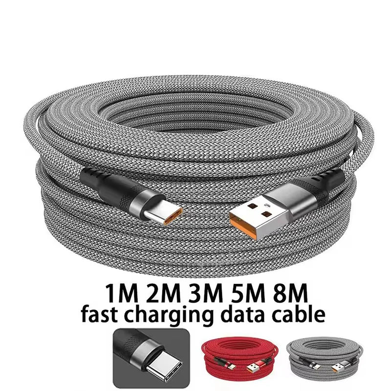 USB-C to USB-C 6A Fast Charging Cable – Nylon Braided 1M–8M