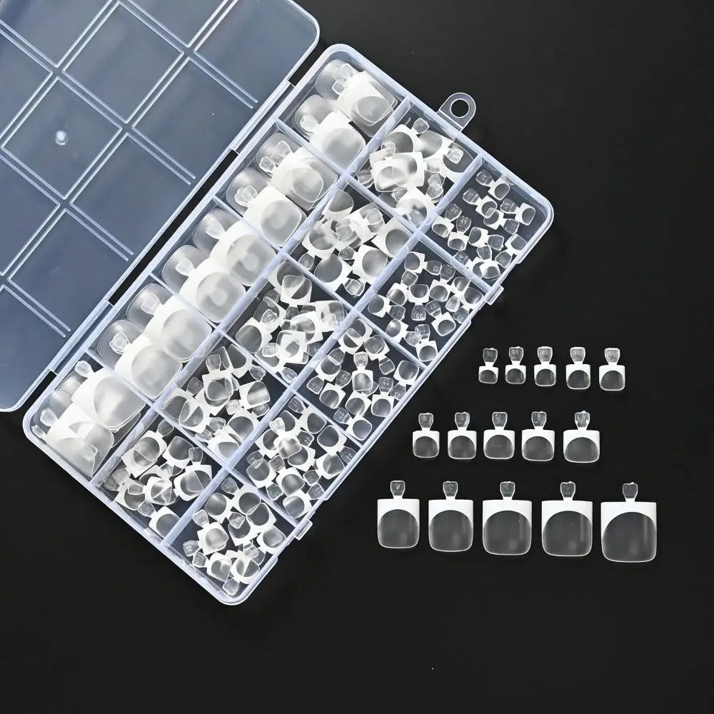 150-Piece Short Square Press-On Toenails – 15 Sizes, Nude & Pink