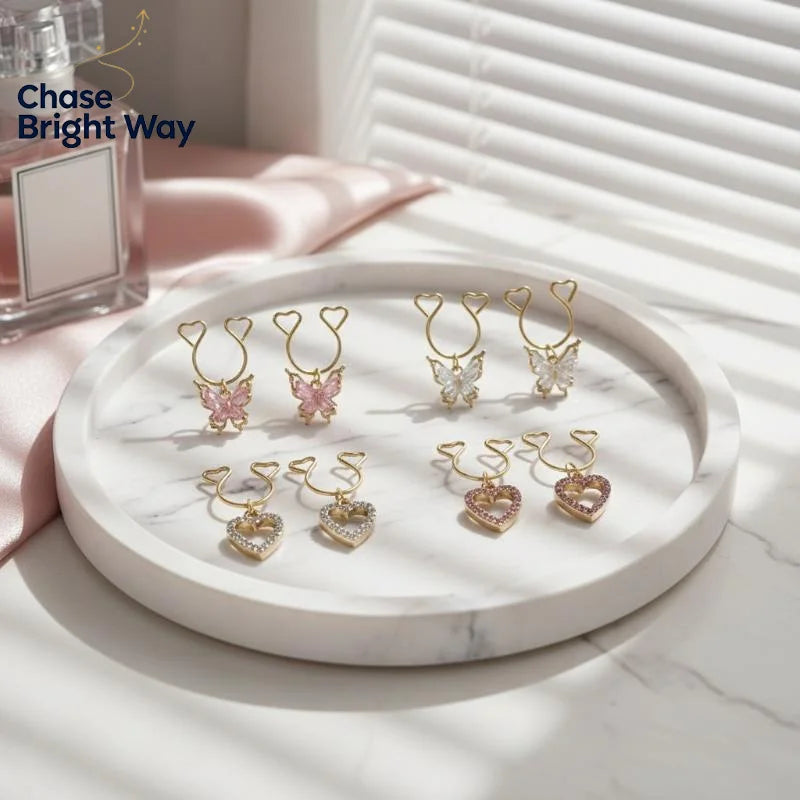 Non-Piercing Dangle Heart Clip-On Body Jewelry – 2Pcs