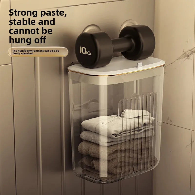 Wall-Mounted Laundry Hamper with Lid | No-Drill Hanging Basket